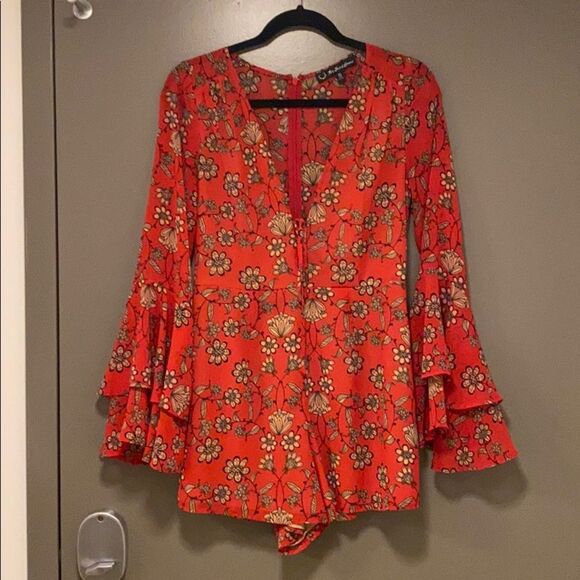 For Love & Lemons Red Pia Romper Small - Picture 3 of 8